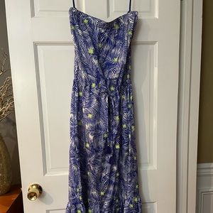 EUC silk Vineyard vines strapless MIDI dress.